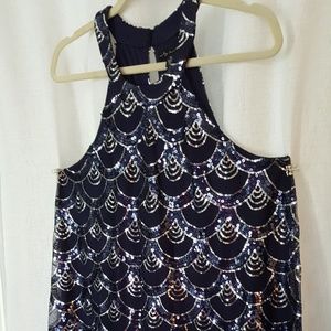 Navy sequined Gatsby style party dress